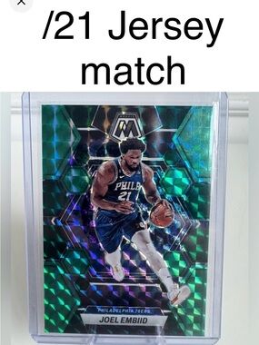 🏀 2022 Joel Embiid Mosaic Genesis Color Match Prizm #/21 SSP Philadelphia 76ers